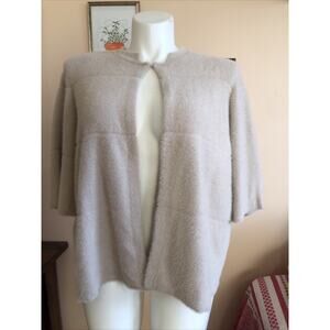 NWT Chicos Open Front Cardigan Textured Knit 3/4 Sleeve Powder Pink XXL